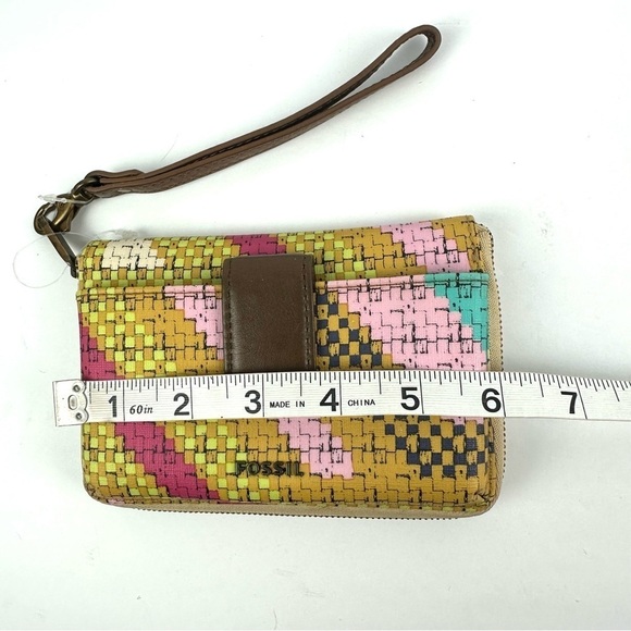 Fossil Wristlet Wallet Multicolor Faux Leather Organizer Clutch Womens - Picture 7 of 10